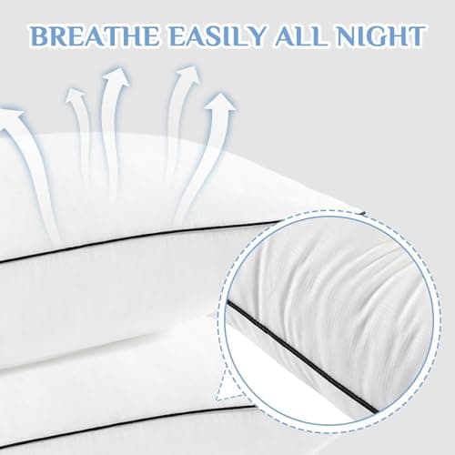 JOLLYVOGUE King Size Pillows Set of 4, Collection Bed Pillows for Sleeping, Hotel Quality Pillows for Side, Back and Stomach Sleepers, Soft and Supportive Oeko-Tex Certified Down Alternative Filling 5