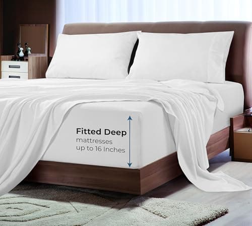 Royale Linen Bamboo Viscose Fitted Sheet King Only - Cooling King Size Fitted Sheets - Deep Pocket Up to 16" - Organic Viscose Derived from Bamboo - Breathable & Silky Bottom Sheet (78x80 Inch, White) 5