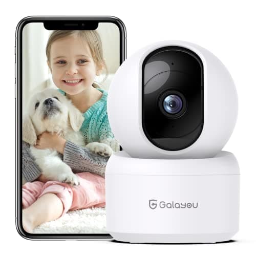 GALAYOU Indoor Security Camera 2K, Pet Camera, 360 Degree 2.4G WiFi Home Security Camera for Baby/Elder/Nanny with Night Vision, Siren, 24/7 SD Card Storage, Works with Alexa and Google Assistant G2