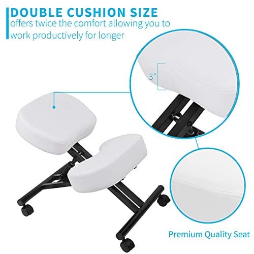 DRAGONN by VIVO Ergonomic Kneeling Chair, Adjustable Stool for Home and Office - Improve Your Posture with an Angled Seat - Thick Comfortable Cushions, White, DN-CH-K01W 11