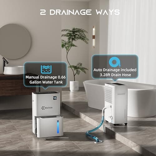 Dehumidifiers for Home, 50 Pint Dehumidifier for Basement, Bedroom, Bathroom with Drain Hose - Smart Quiet Dehumidifier with 24HR Timer - 3 Working Modes 5