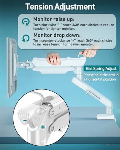 Single Monitor Desk Mount, 13-32 inch Adjustable Full Motion Monitor Arm, Computer Monitor Stand Holder with Clamp and Grommet Base, Fits 4.4 to 22lbs Screens, VESA Mount Bracket, White, Freelift Pro 9
