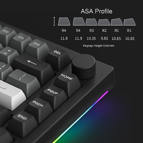 Akko 5075B Plus Mechanical Keyboard 75% Percent RGB Hot-swappable Creamy Keyboard with Knob, Black & Silver Theme with PBT Double Shot ASA Profile Keycaps V3 Creamy Yellow Pro Switch 6