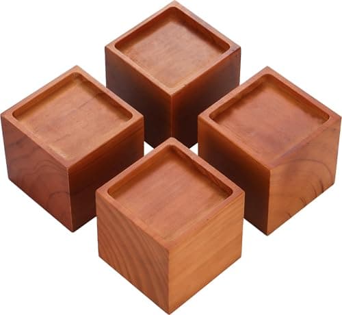 TomGear 4-Inch Solid Pine Furniture Risers – 2000LBS Capacity, Tool-Free Install, Natural Wood Design for Beds, Sofas & Desks (4 Inch)