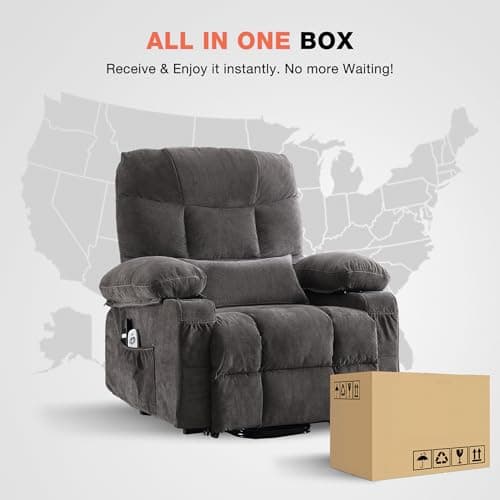 MAHOMICO Power Lift Recliner Chair for Elderly with Vibration Massage and Lumbar Heating, Electric Lift Recliner Single Sofa with Side Pocket, Two Cup Holders and USB Charge Port for Living Room 9