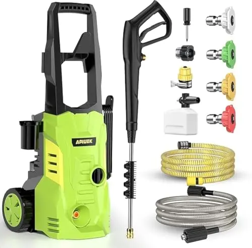 GUIFIN Electric Pressure Washer - Portable Power Washer with Soap-Adjustable Tank, Steel Spray Wand, 4 Pressure Tips, 6.6 FT Inlet & 23 FT Outlet Hose, 3800PSI & 2.4GPM, for Patio/Car/Driveway/Fence