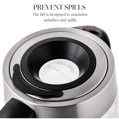 OVENTE Electric Kettle Replacement Lid for KG733 Model, Easy to Fill Stainless Steel Tea Kettle Cover, Removable Accessory Part for Heating and Boiling Water, Black ACPKG4244 4