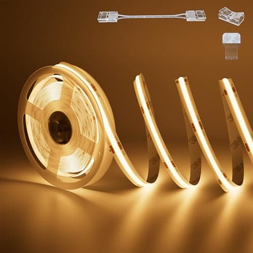 PAUTIX COB LED Strip Light 20ft/6.1m 3087LEDs Warm White 2700K CRI90+ High Lumen Super Bright,Lead-free Material Flexible DC24V LED Tape for Home&Office DIY Lighting Project(Power Supply Not Included)