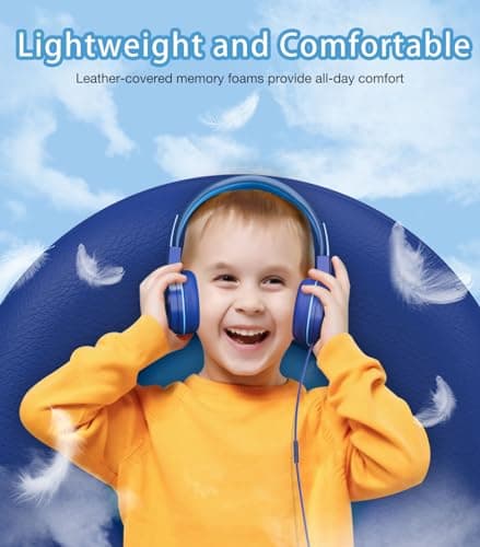 Bywulanda Kids Headphones with LED Lights for School, Upgrade USB Type C Kid Headphone with Microphone, Volume Limiter 85/94dB, Wired On Ear Headphones for Boys/Girls/Tablet/Travel -Blue 7