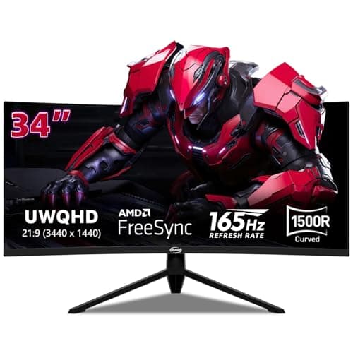 34 Inch 4K Curved Gaming Monitor, (3440x1440 ) 165Hz Ultrawide Computer Monitor, HDR, 1500R, 125% sRGB, DCI-P3 92%, HDMI/DP and Built-In Speaker Support Wall- Black