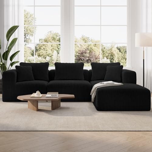 Novilla 106" Modular Sectional Sofa, Modern Cloud Sectional Couch with Smarts Coil® Support, L-Shape Boneless Couch for Living Room Apartments Bedroom, No Assembly Required (3 Seat w/ 1 Ottoman)