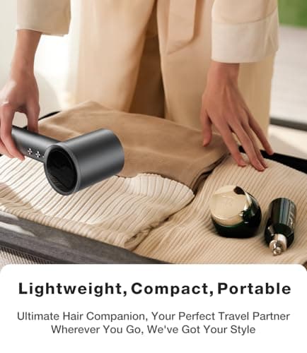 TORRAS Stream Hair Dryer, Space Gray, High-Speed 29.3m/s, 1600W, Hair Care Mode, Ionic Care, 2 Modes, 3 Speeds, 3 Heat Levels, with Diffusers, Aerospace Alluminum 7