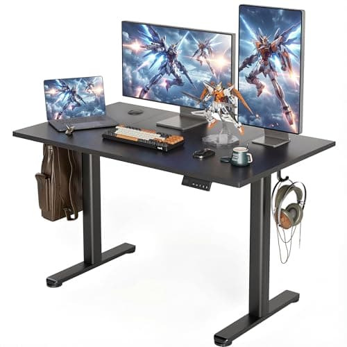 INNOVAR Electric Standing Desk, Adjustable Height Stand up Desks, 48 x 24 Inches Sit Stand up Desk for Home Office Computing, 3-Preset Memory Height Ergonomic Rising Desks, Black
