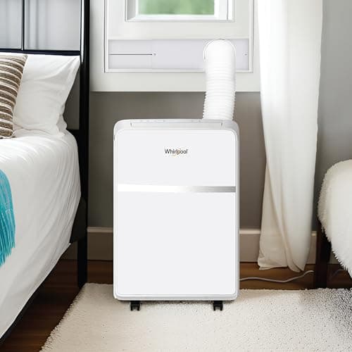 Whirlpool 8,000 BTU Portable Air Conditioner with Dehumidifier for Apartment, Bedroom, Small Rooms up to 200 Sq. Ft., 115V, with 3 Speeds, 24H Timer, and Remote Control, White 9