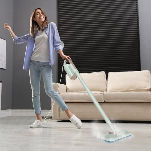 Newbealer Steam Mop & Detachable Handheld Cleaner, 250ml 1200W Powerful Floor Steamer, 3 Adjustable Levels for Carpet Laminate Hardwood Grout, Carpet Glider, 7 Multi-purpose Accessories & 2 Pads 9