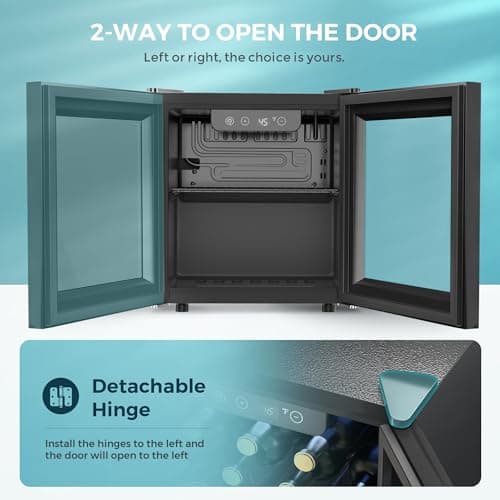 EUHOMY 48 Can Beverage Refrigerator cooler-Mini Fridge Glass Door for Beer Drinks Wines, Countertop Beverage Fridge with Adjustable Shelves Blue LED for Home/Office/Dorm/Bar, 1.3 cu.ft 3