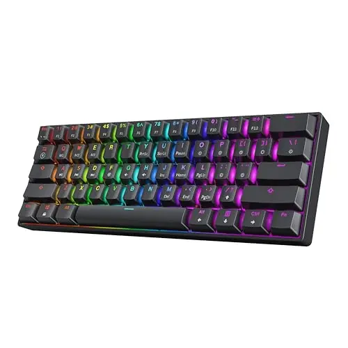 HK GAMING GK61 60% v3 | Hotswap Mechanical Gaming Keyboard | 61 Keys Multi Color RGB LED Backlit for PC/Mac Gamer | US Layout (Black, Mechanical Speed Yellow)