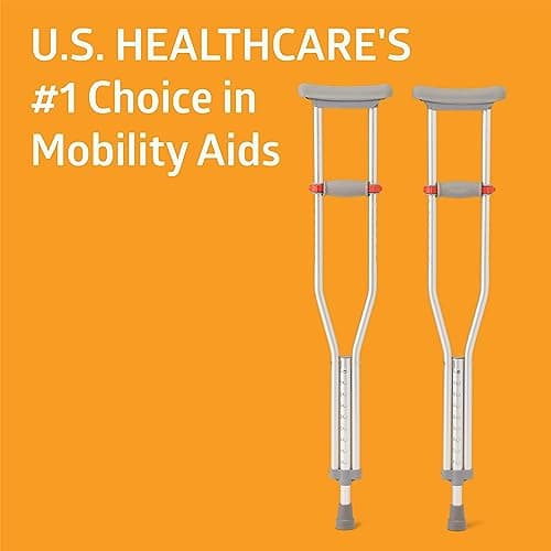 Medline Lightweight Aluminum Red Dot Crutches, for Patients 5'1"–5'9", Walking Aid for Adults & Seniors, Comfortably Supports Up to 300 lbs 6