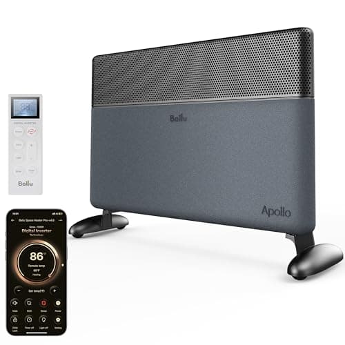 Ballu Convection Panel Space Heater for Large Room,Smart Quiet Heater with Programmable Thermostat,WiFi App Control,Inverter Energy Efficient for Indoor Use,Works with Alexa,Black