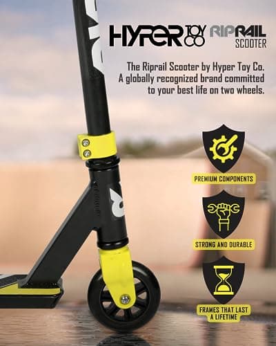 Riprail Assault Stunt Scooter Finished in Black/Yellow with Alloy Deck and ABEC-7 Bearings 5