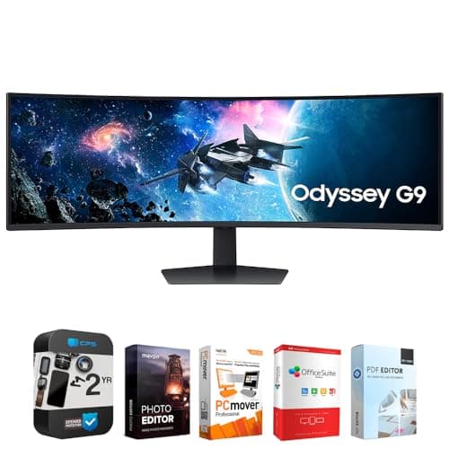 Samsung 49" Odyssey G9 G95C DQHD 240Hz DisplayHDR 1000 Curved Gaming Monitor Bundle with Tech Smart USA Elite Suite 18 Standard Editing Software Bundle + 1 Year CPS Enhanced Protection Pack
