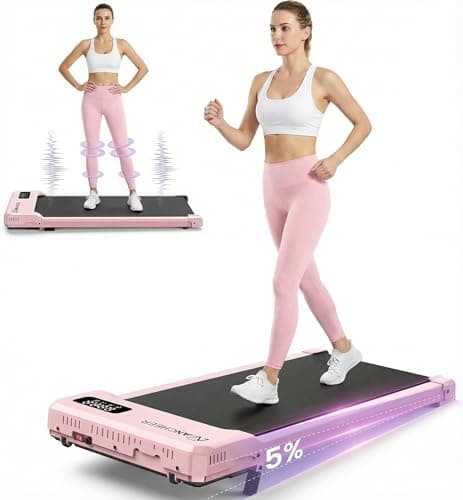 Pink Walking Pad Small Treadmill with Incline - Under Desk Treadmill with Vibration Massage Plate, 2.5HP Compact Portable Treadmills for Home Small Spaces, Office, Remote Control & LED Display