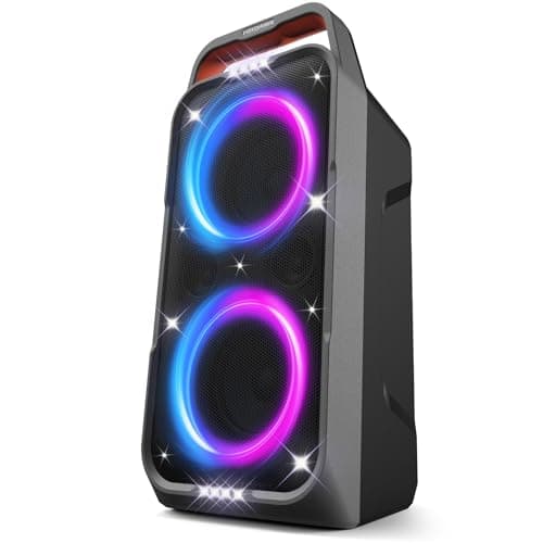 Foxdawn Portable Bluetooth Speaker: 240W Peak Powerful Loud Sound Deep Bass Wireless Boombox Large Subwoofer 15 Hours Battery Life Fast Charging with Led Light Show for Party Outdoor Camping Backyard