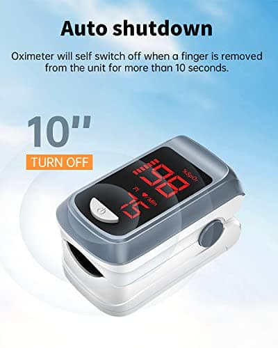 Fingertip Pulse Oximeter Blood Oxygen Saturation Monitor, Heart Rate and Fast Spo2 Reading Oxygen Meter with LED Screen 2 X AAA Batteries and Lanyard 7