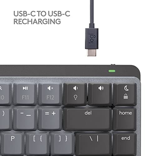 Logitech MX Mechanical Mini for Mac Wireless Illuminated Keyboard, Low-Profile Performance Switches, Tactile Quiet Keys, Backlit, Bluetooth, USB-C, Apple, iPad - Space Grey 10