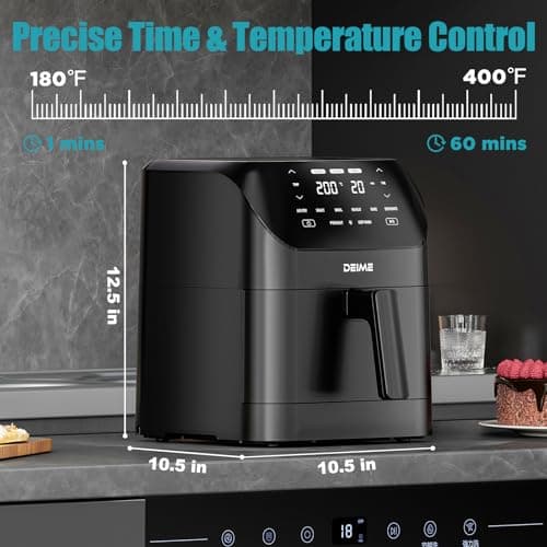 Air Fryer 6.2 QT Large Capacity Oilless Hot Air Fryers Oven 1500W Healthy Cooker with 8 Presets, Digital LCD Touch Screen, Visual Cooking Window, Non-Stick Basket, Included Recipe (Black-M) 3