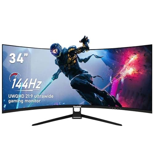 Gawfolk 34 Inch Ultrawide Curved 144Hz Gaming Computer Monitor 1500R PC Screen、21:9 UWQHD (3440x1440),Adaptive Sync,178° Viewing Angle,Display Port、HDMI,Compatible with Wall mounting - Black 2