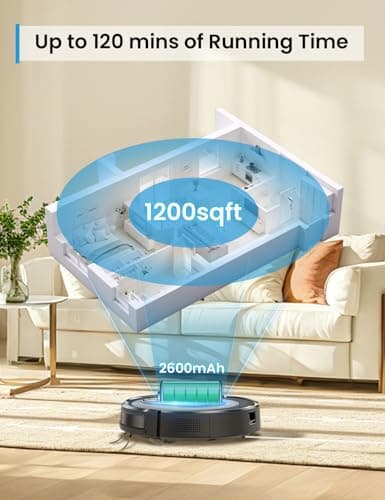 PSUK W7 Robot Vacuum and Mop Combo, 2 in 1 Mopping Robotic Vacuum Cleaner with Watertank and Dustbin, Self-Charging, Slim, Max 120mins Runtime for Hard Floor, Carpet Cleaning 6