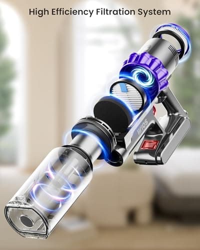 Cordless Vacuum Cleaner,600W 50KPA 65Mins Self-Standing Vacuum Cleaners for Home, Stick Vacuum Cordless with Wall Mount Charging, LED Display, Upgraded Roller Brush for Carpet,Pet Hair,Hardwood Floor 7