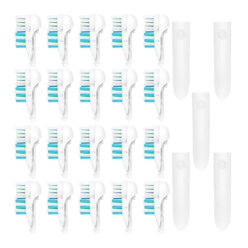 20Pcs Spinbrush Oral Toothbrush Replacements Heads Dual Cross Action Clean Attachments Sensitive Brush Refill Rotating Sets 3D White Fit for Oral B 4732 3733 4734
