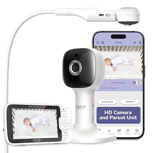 HUBBLE CONNECTED Nursery Pal Skyview Baby Monitor — 5in HD Baby Monitor with Camera and Audio, Remote Access via Smart Device, 7-Color Night Light, Sleep Trainer & Soother — Complete Nursery System