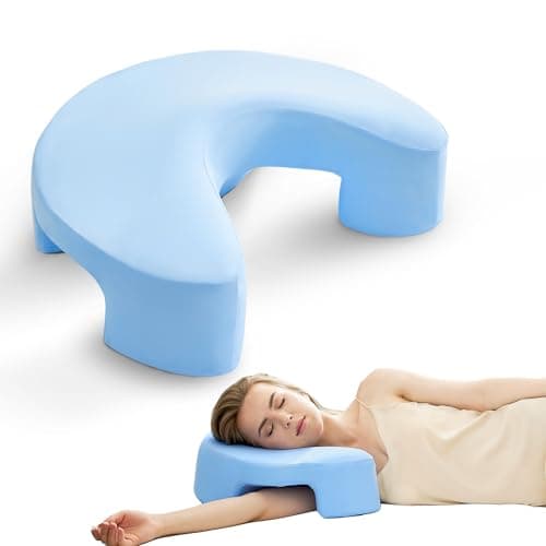 BZTA Side Sleeper Pillow with Arm Holes - Memory Foam Pillow for Neck & Shoulder Pain Relief, Ergonomic Support for Adults, Ideal for Side Sleepers (Blue)