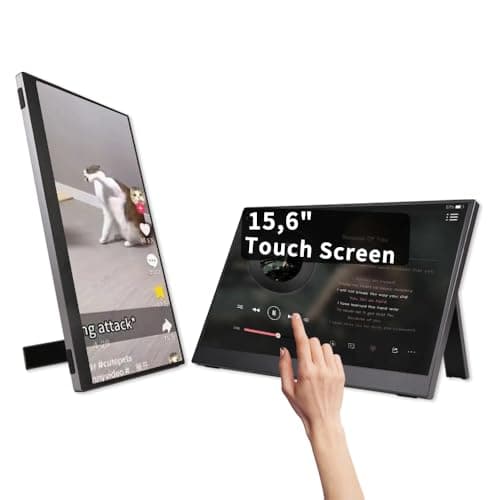 QQU 15.6 Inch Portable Monitor Touchscreen with Stand, Portable Travel Monitor 1080P IPS/HDR Laptop Screen Extenderfor Gaming and Computer Display, Compatible with Laptop PC Phone PS4/PS5 Switch