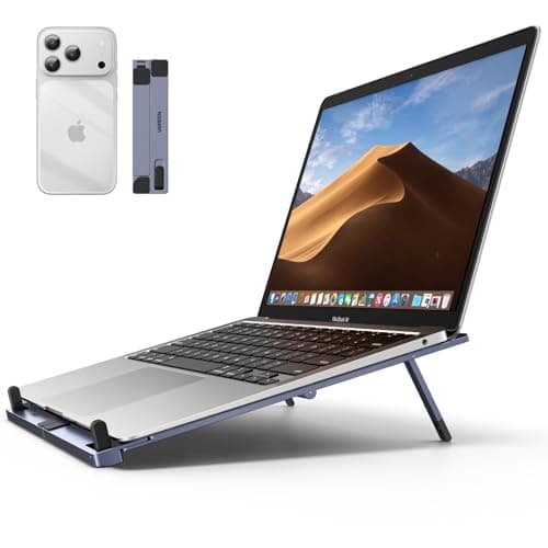 UGREEN Portable Laptop Stand, Foldable & Compact Aluminum Computer Stand Holder for Desk, Adjustable Ergonomic Laptop Riser for MacBook, Travel-Friendly for 10-17 Inch Laptops
