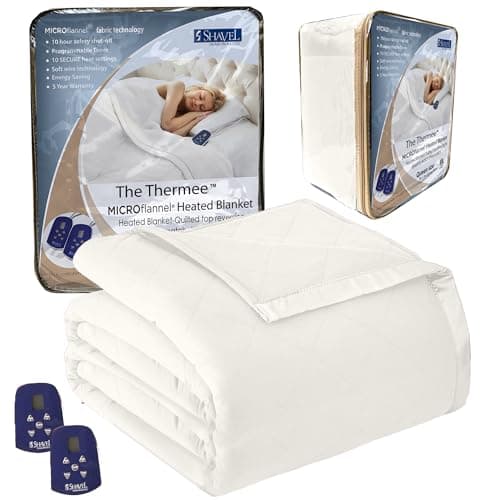 Thermee Micro Flannel Heated Blanket - Queen Size, 10 Settings, Rapid Heating - Sand