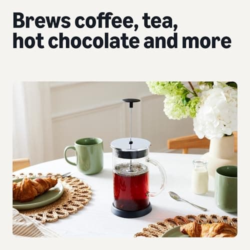 Amazon Basics French Coffee Press, 34 oz., Borosilicate Glass, BPA-Free, Triple Filtration System, Dishwasher-Safe Parts 5