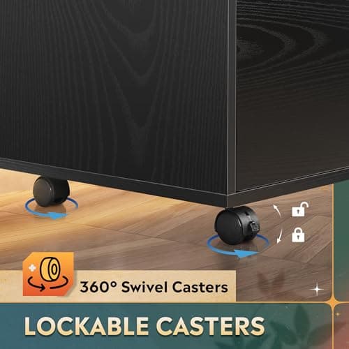 DEVAISE 3-Drawer Wood File Cabinet, Mobile Lateral Filing Cabinet, Printer Stand with Open Storage Shelves for Home Office, Black 7