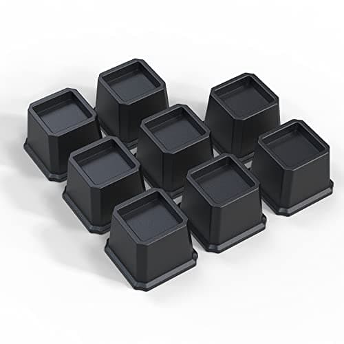 Ahasolid Bed Risers 3 Inch Heavy Duty, Furniture Risers for Bed Frame, Couch, Desk, Chair, Lifts Up to 1,500 lb, Set of 8, Black