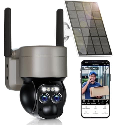 Caluxe 4K Solar Security Cameras Wireless Outdoor, 5GHz/2.4GHz WiFi 6, 360°PTZ Outside Cameras for Home Security, Color Night Vision/PIR Motion Detection/Auto Tracking/Two-Way Audio/IP66 Waterproof