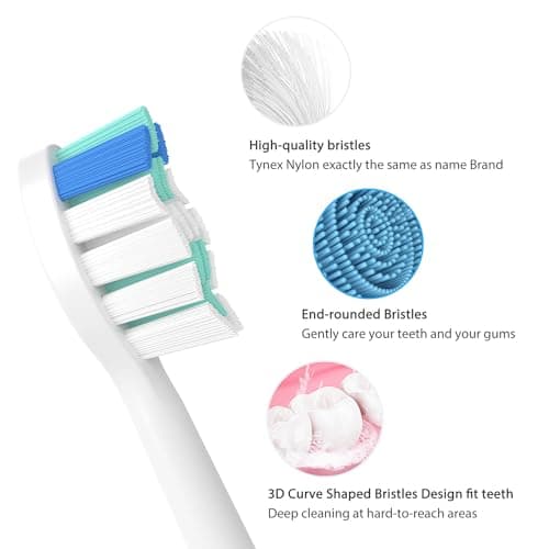 Replacement Heads for Philips Sonicare - Compatible with C1,C2,C3,4100,G2,G3,W3,for DiamondClean 9500,for ExpertClean 7500,for FlexCare,for HealthyWhite,for ProtectiveClean 5100,6100-8 Packs 3