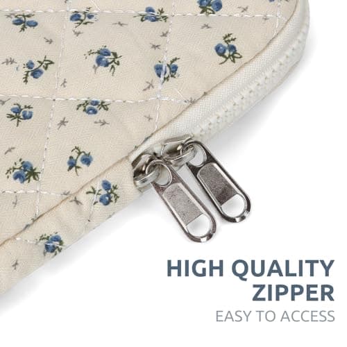 Puffy Laptop Sleeve 13-15.6 Inch Cute Quilted Laptop Protective Case Padded Floral Computer Sleeve for MacBook (A-Blue, 13 Inch) 6