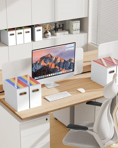 Oterri Cardboard File Organizer Box for Hanging File Folders Letter Size,File Box for Computer Desk,File Cabinet,Working Home,Office,Classroom（White,Letter Size - 2 Packs） 5