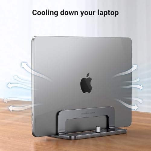 UGREEN Vertical Laptop Stand Holder for Desk Compatible with MacBook Pro, MacBook Air Stand Vertical Aluminum Adjustable for Up to 17.3 Inch Gaming Laptop, Gray 6