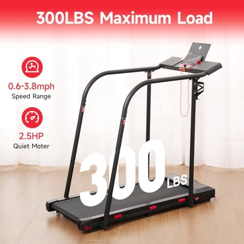 Yesoul Walking Treadmill for Seniors with Long Handrails – 4 Major Safety Protections, Emergency Stop Button, Treadmill for Home 300 lbs Capacity, Recovery Walking Machine with LED Display 8