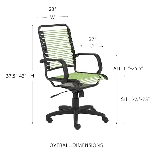 Euro Style Bradley Bungie Office Chair | Two-Lock Tilt with 360° Swivel | Adjustable Height | Blends Functionality for Home and Business Needs | Green with Graphite Frame and Black Base 3