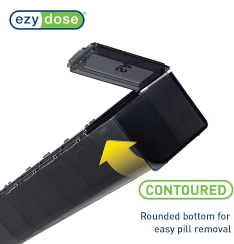EZY DOSE Weekly (7-Day) Daily Pill Case, Medicine Planner, Vitamin Organizer, Supplement Container, Convenient and Easy to Use, Large Compartments, Travel Friendly, Black, Made in the USA, BPA Free 2